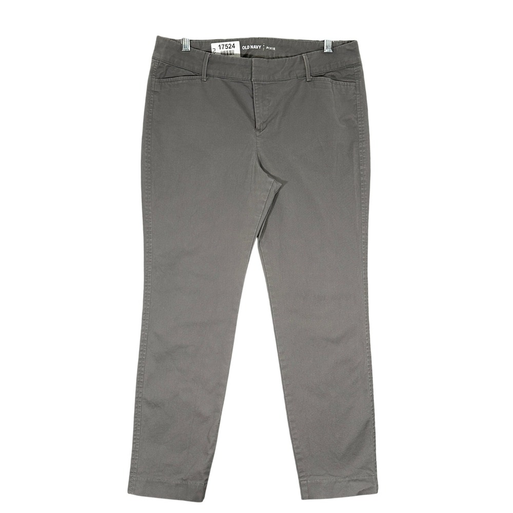 Old Navy Pixie Chino Pants Womens 10 Petite Grey Excellent Slim Mid Rise Ankle